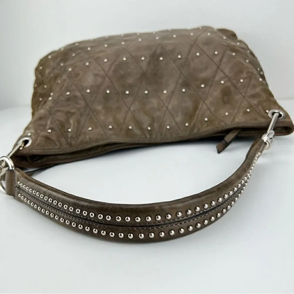 ABRO Hobo Taupe Leather Handbag Made in Italy